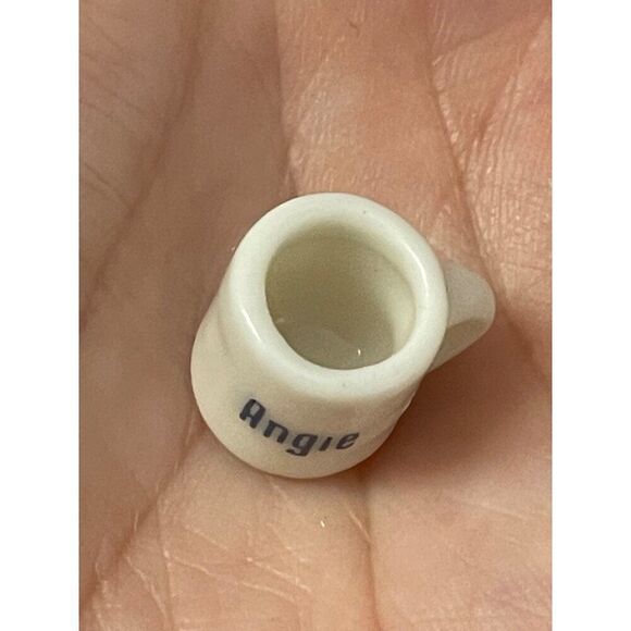 Vintage Miniature White Ceramic Coffee Mug With name Angie Spell Out Dollhouse - Picture 3 of 5